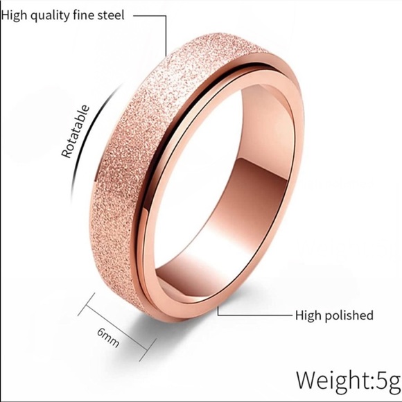 🦋3/$30🦋Rose Gold Tone Stainless Steel Fidget Spinner Ring, Size 10 - Picture 5 of 9
